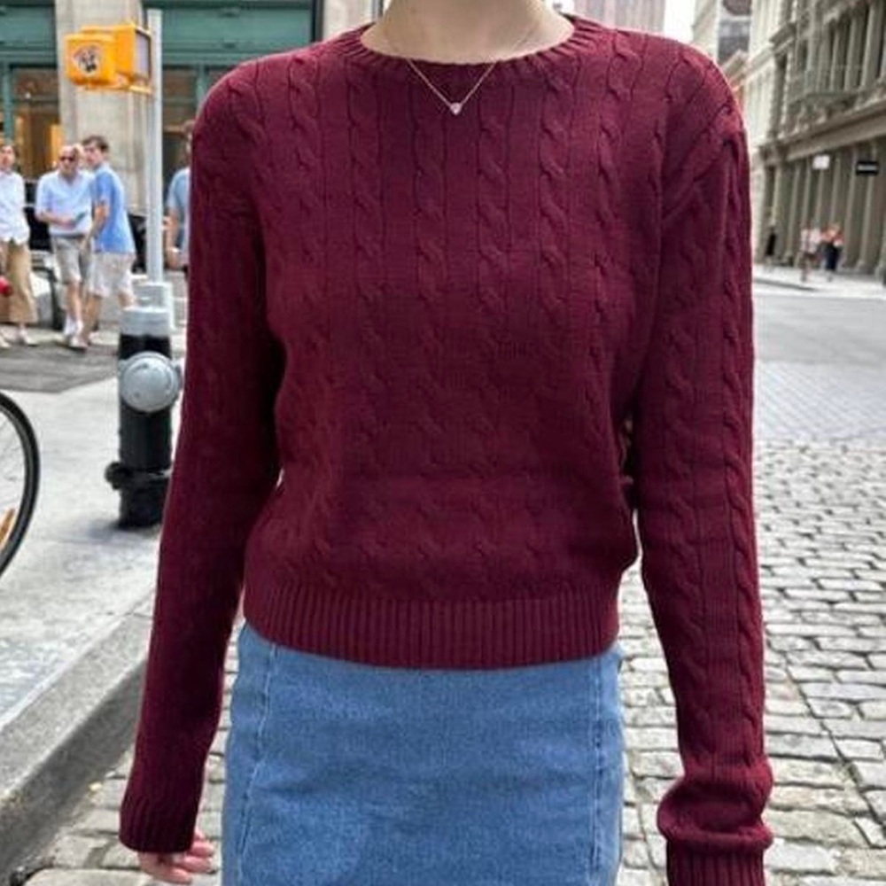 Brandy Melville Cable Knit Burgundy Sweater